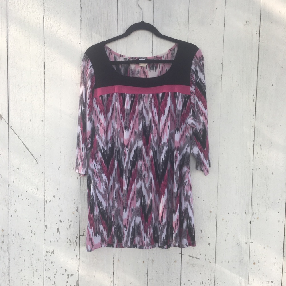 Studio 1940 3/4 sleeve tunic Pink Black 18/20